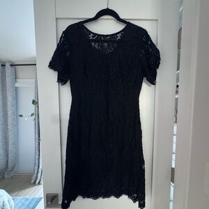 Black Lace Short Sleeve Dress